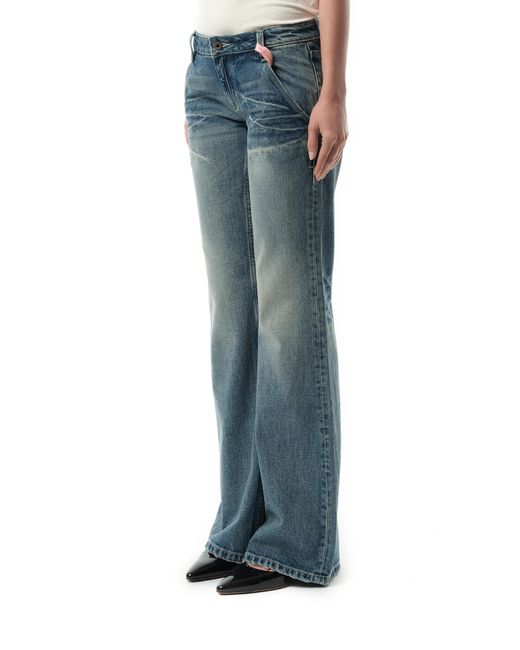 Fax Copy Express Blue Low-Rise Slim Fit Flared Jeans, 100% Cotton, Size: Large