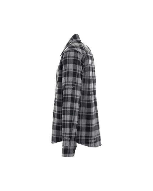 Off-White c/o Virgil Abloh Black Check Flannel Shirts, Long Sleeves, Dark, 100% Cotton, Size: Medium for men