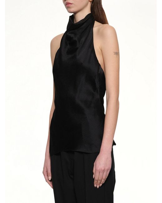 Balmain Black Halterneck Crepe Satin Top