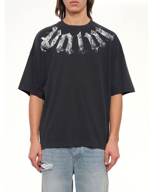 Palm Angels Black Big Neck Logo Loose T-Shirt for men