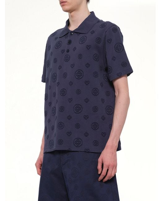 Casablanca Blue Applique Monogram Polo for men