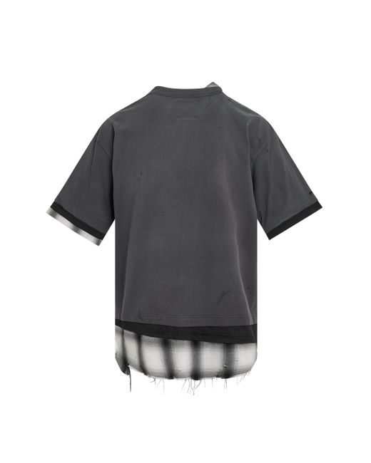 Maison Mihara Yasuhiro Black Nasa Logo Triple Layered T-Shirt, Short Sleeves, , 100% Cotton for men