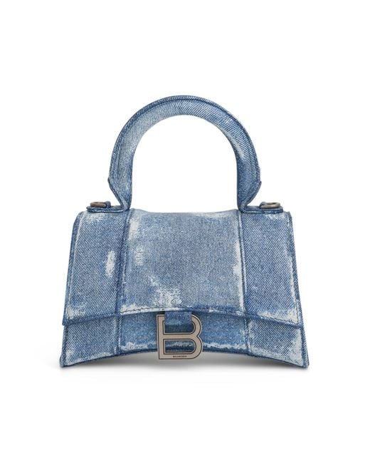 Balenciaga Blue Hourglass Xs Handbag, Denim, 100% Lambskin
