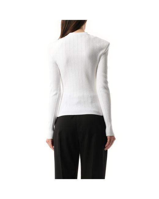 Balmain White 6 Btn Knit Pullover, Long Sleeves, , 100% Polyester