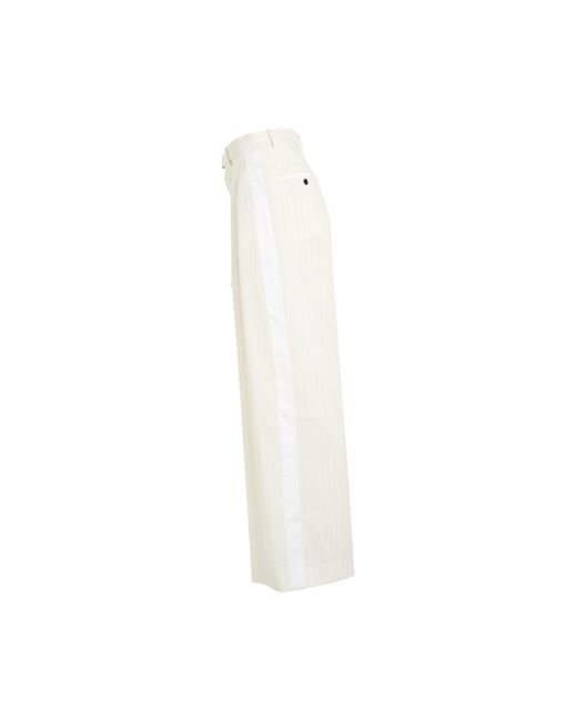 Sacai White Chalk Stripe Pants, Off, 100% Polyester