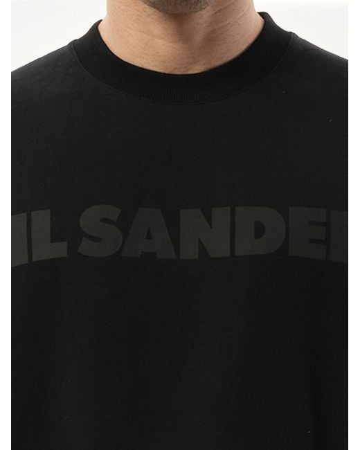 Jil Sander Black Tonal Logo Long Sleeve T-Shirt for men