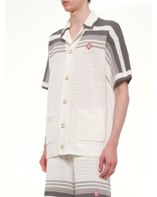 Casablanca White Crochet Shirt for men
