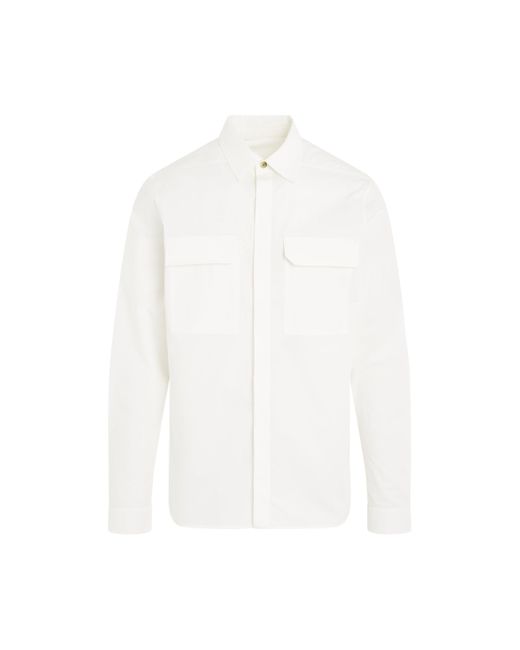 Rick Owens White Work Shirt, Long Sleeves, , 100% Cotton for men