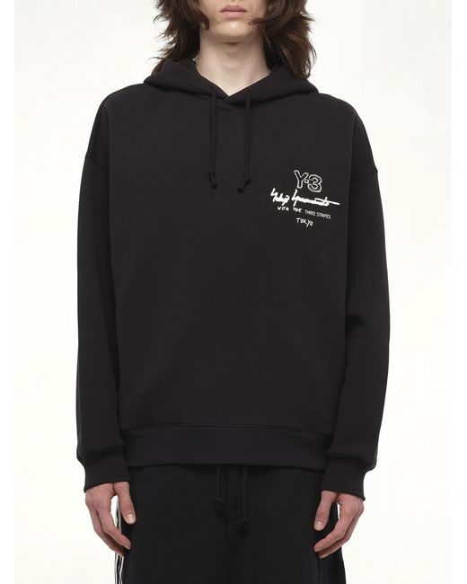 Y-3 Black Graphic Ft Hoodie for men