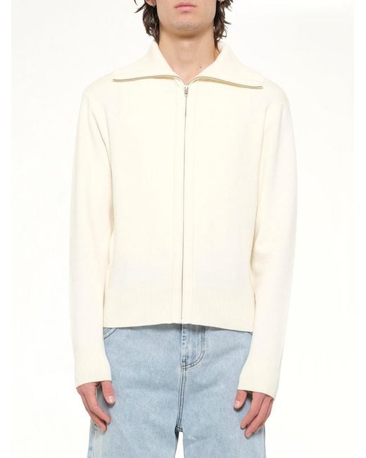 Entire studios White Knit Zip Up Jacket for men