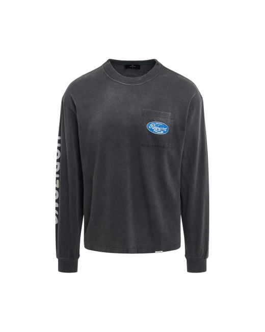 Represent Gray Classic Parts Long Sleeve T-Shirt, Round Neck, Washed, 100% Cotton, Size: Medium for men