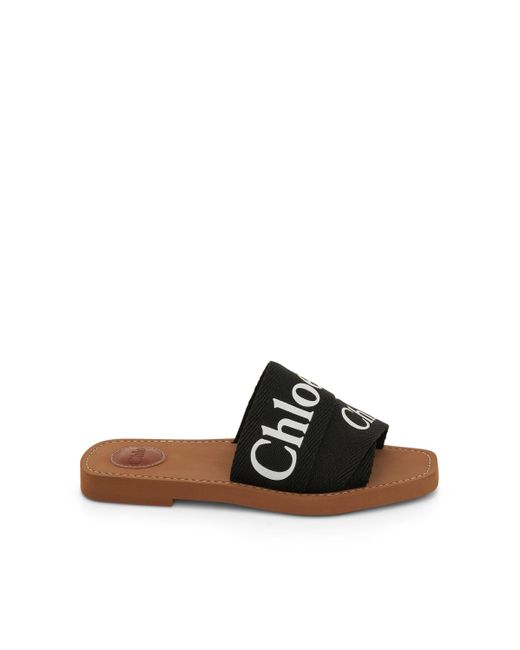 Chloé Black Woody Flat Mule Sandals, , 100% Fabric