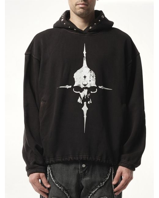 THUG CLUB Black Peace Stud Hoodie for men