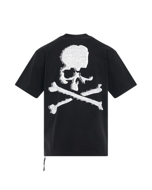 Mastermind Japan Black Word Skull T-Shirt, Round Neck, Short Sleeves, , 100% Cotton, Size: Large for men