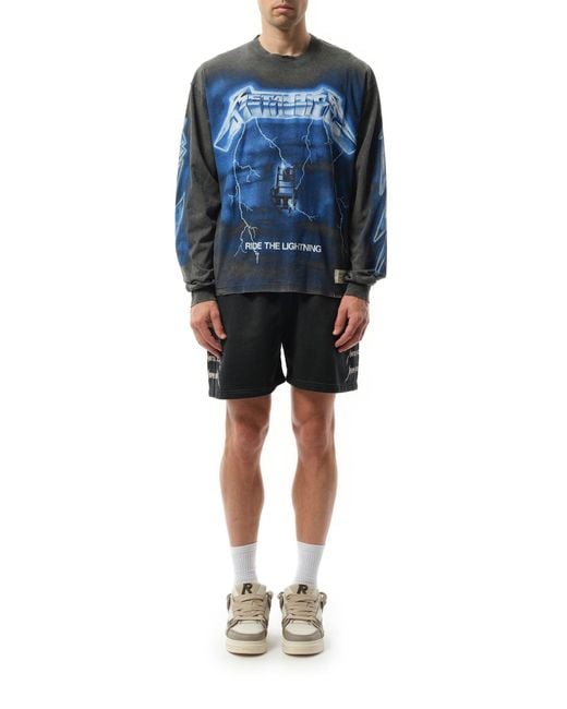 Represent Blue Metallica Ride The Lightning Long Sleeve T-Shirt, 100% Cotton, Size: Small for men