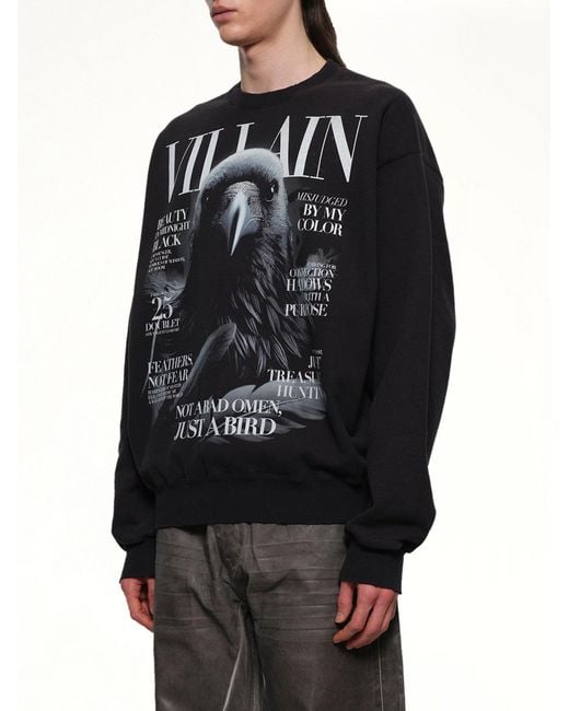Doublet Black Villain Cover Print Sweat Shirt for men