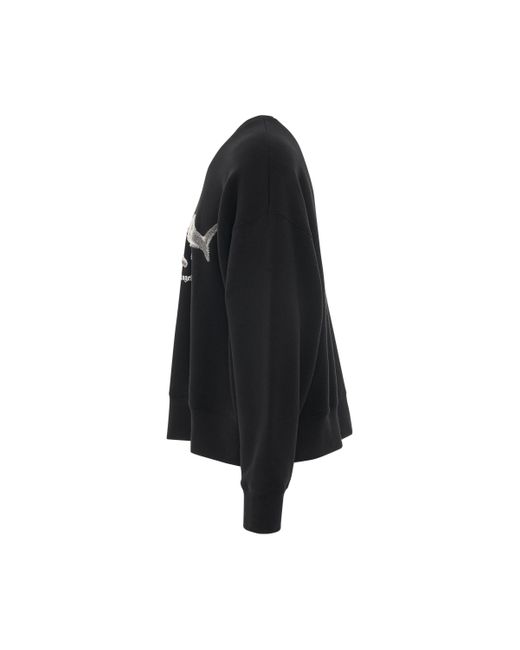 Palm Angels Black Shark Crewneck Sweatshirt, Round Neck, Long Sleeves, /, 100% Cotton, Size: Medium for men