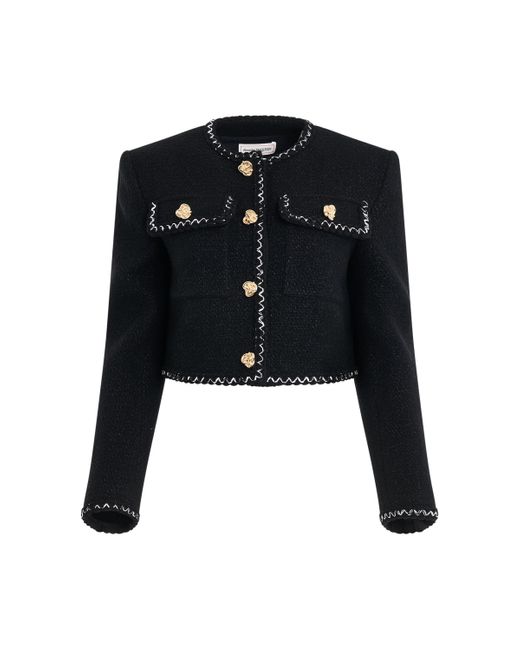 Alexander McQueen Black Patch Pocket Tweed Jacket, Long Sleeves, , 100% Cotton