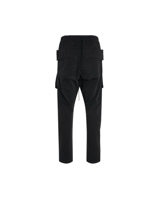 Rick Owens Black 'Creatch Cargo Cropped Drawstring Pants, , 100% Cotton, Size: Small for men