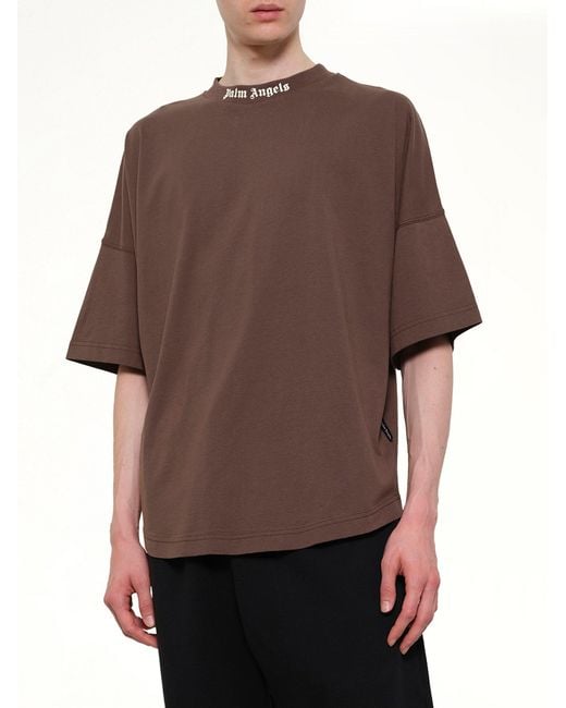 Palm Angels Brown Classic Logo Over T-Shirt for men