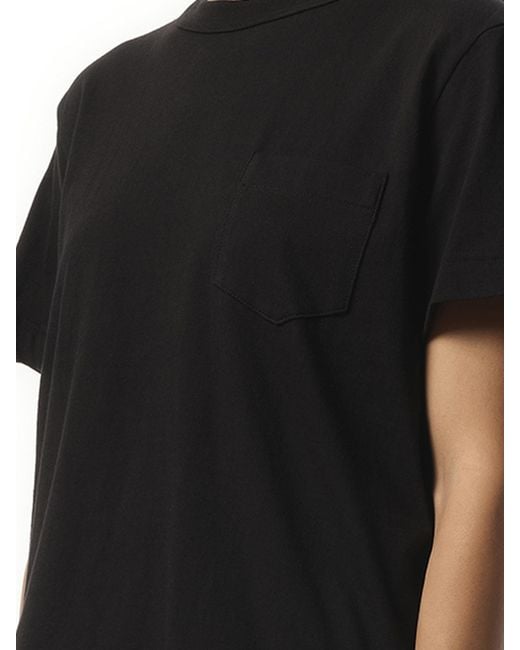 Sacai Black X Satin X Cotton Jersey T-Shirt, Short Sleeves, 100% Polyester