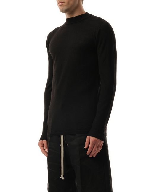 Rick Owens Black Level Lupetto Sweater, Round Neck, Long Sleeves, 100% Wool, Size: Small for men