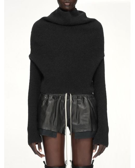Rick Owens Black Alpaca Knit Ls Cowl