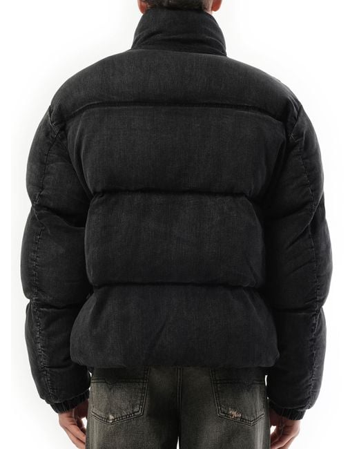 DIESEL Black W-Mons Down Jacket, 100% Cotton for men