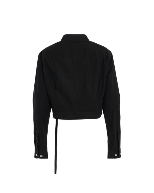 Rick Owens Black 'Cape Sleeve Cropped Outershirt, Long Sleeves, , 100% Cotton, Size: Small