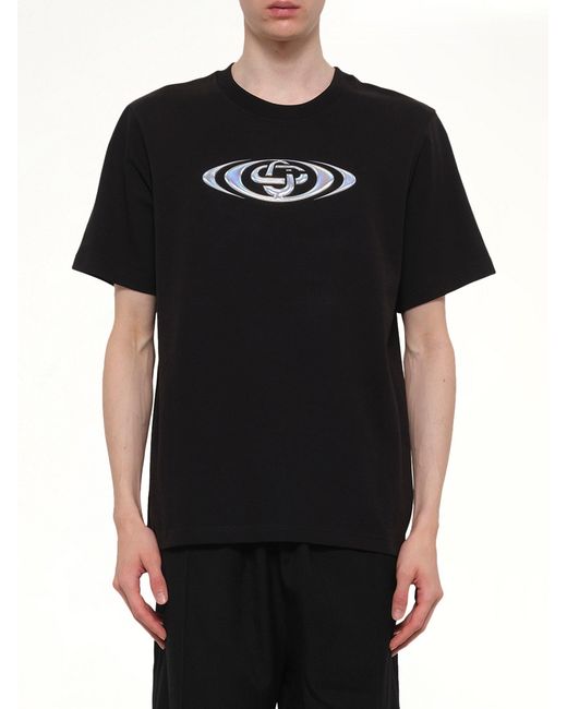 Casablanca Black Warped Logo Classic T-Shirt for men