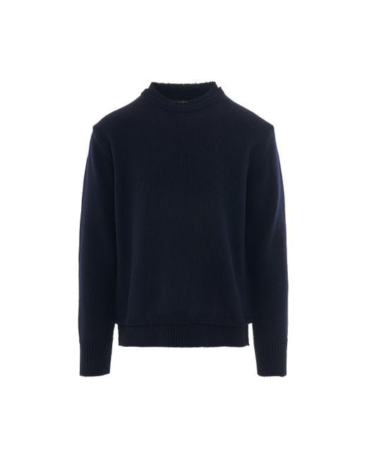 Maison Margiela Blue Elbow Patch Knit Sweater, , 100% Cotton for men