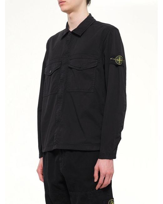 Stone Island Black 1200003 Stretch Organic Cotton Shirt for men