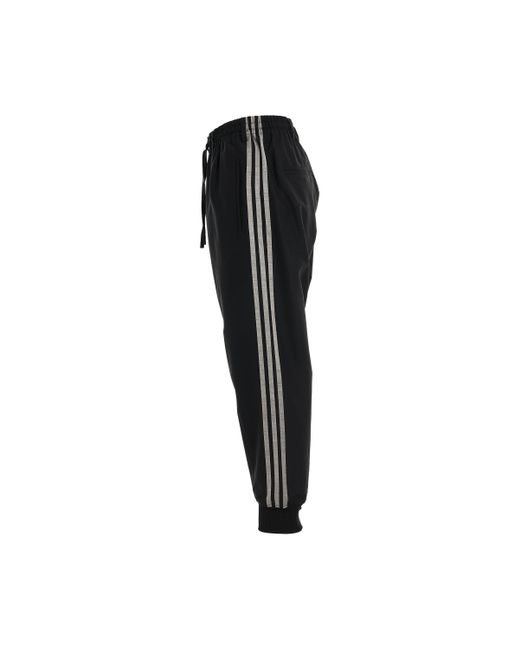 Y-3 Black 3 Stripes Refined Wool Cuffed Pants, , 100% Polyester, Size: Large for men