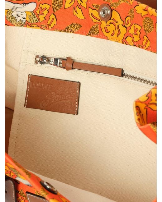 トートバッグ LOEWE Loewe x Paula Print Tote in Orange Loewe X Paula Print Tote, 100% Leather in Orange | Lyst