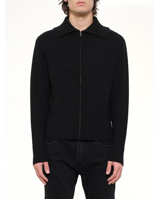 Entire studios Black Knit Zip Up Jacket for men