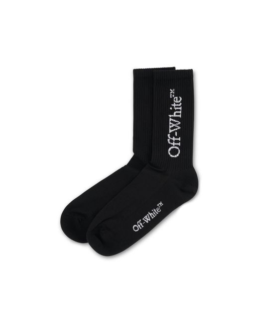Off-White c/o Virgil Abloh Black Off- Big Logo Mid Socks, , 100% Cotton, Size: Large for men