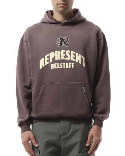 Represent Gray X Belstaff Flame Phoenix Hoodie, Long Sleeves, 100% Cotton, Size: Small for men