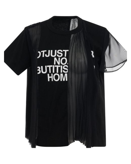 Sacai Black Classic Cotton Jersey T-Shirts