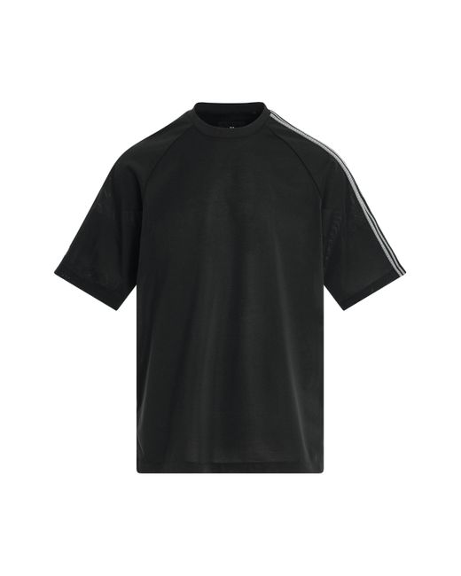 Y-3 Black '3 Stripe T-Shirt, Short Sleeves, /Off, 100% Cotton, Size: Small for men
