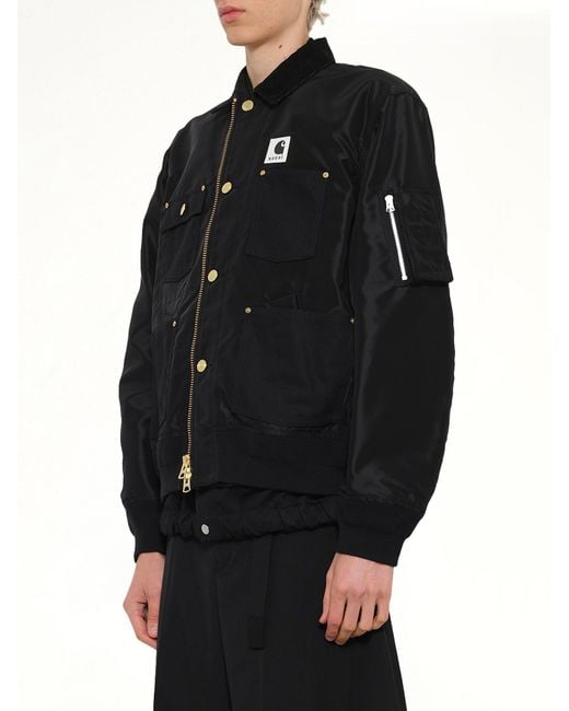 Sacai Carhartt Wip Nylon Twill X Duck Blouson in Black for Men | Lyst