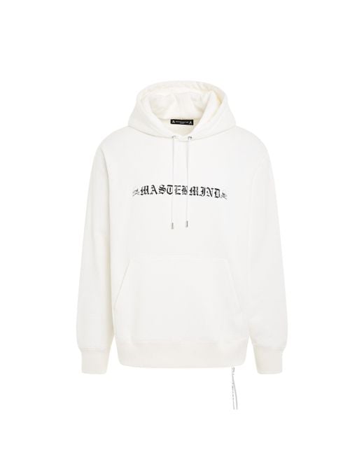 Mastermind Japan White Rubbed Logo Hoodie, Long Sleeves, , 100% Cotton for men