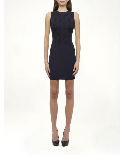 Alexander McQueen Blue Nk Pncl Mini Dress