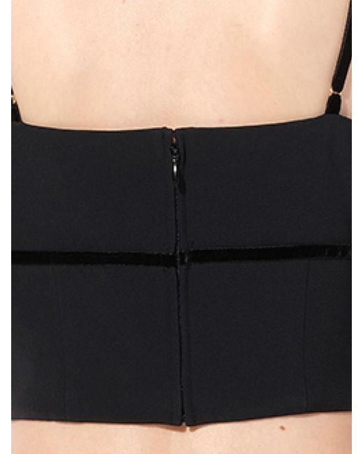 McQueen Black Leaf Crepe Top