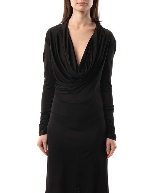 Helmut Lang Black Cowl Liquid Dress