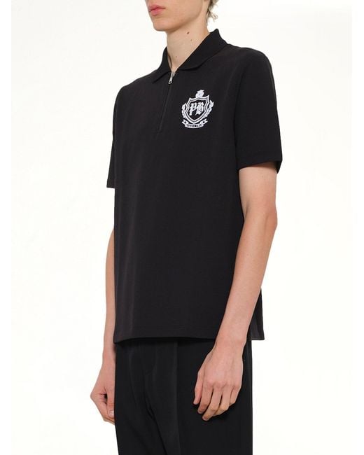 Balmain Black College Emblem Polo for men