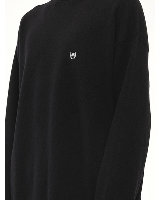 Balenciaga Black Wool Embroidery Sweater, Size: Medium for men