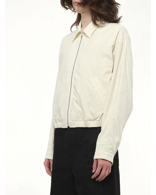 ジャケット・アウター LEMAIRE ZIPPED BLOUSON CREAMY WHITE 25SS Lemaire Zipped Blouson Bomber Jacket, 100% Cotton in Natural for