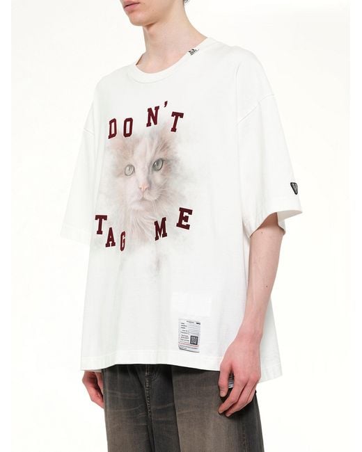 Maison Mihara Yasuhiro White Cat Printed T-Shirt for men