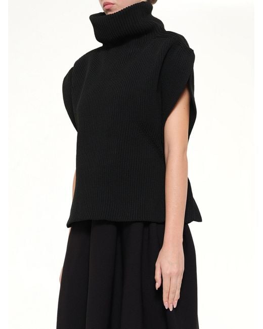 CFCL Black Low Gauge Crease Highneck Top