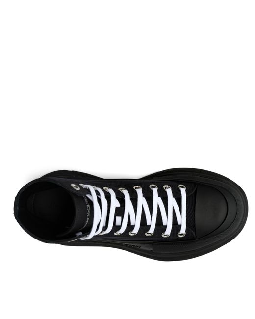 Alexander McQueen Black Tread Slick Canvas Lace-Up Boots, , 100% Fabric Canvas for men